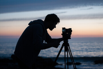 silhouette of videographer