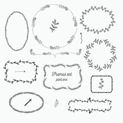 hand drawn set of vintage frames perfect for wedding or invitation