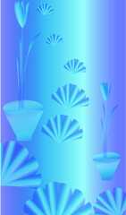 Blue background with flowers