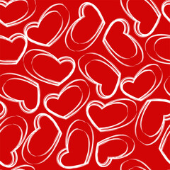 Vector illustration. Hand drawn seamless pattern of hearts. Background in doodle style, ink. Valentine's Day, Mother's Day, greeting card, wallpaper or gift wrapping design.