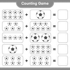 Count and match, count the number of Soccer Ball and match with the right numbers. Educational children game, printable worksheet, vector illustration
