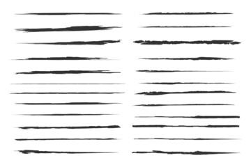 Set of artistic pen brushes.Doodles, ink brushes.Set of vector grunge brushes. Collection of strokes of markers. Set of wavy horizontal lines - obrazy, fototapety, plakaty