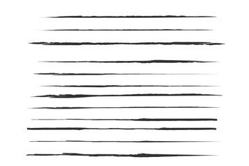 Set of artistic pen brushes.Doodles, ink brushes.Set of vector grunge brushes. Collection of strokes of markers. Set of wavy horizontal lines © blagorodez