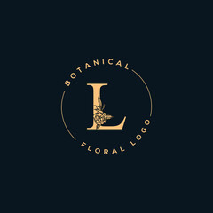 Initial L letter luxury beauty flourishes ornament monogram logo