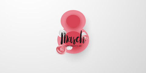 number 8 greeting card for march 8 banner for international women's day