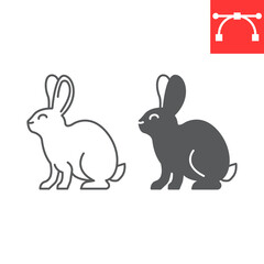 Rabbit line and glyph icon, hare and easter holiday, bunny vector icon, vector graphics, editable stroke outline sign, eps 10.