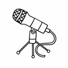 hand drawn doodle microphone. vector illustration on a white background.