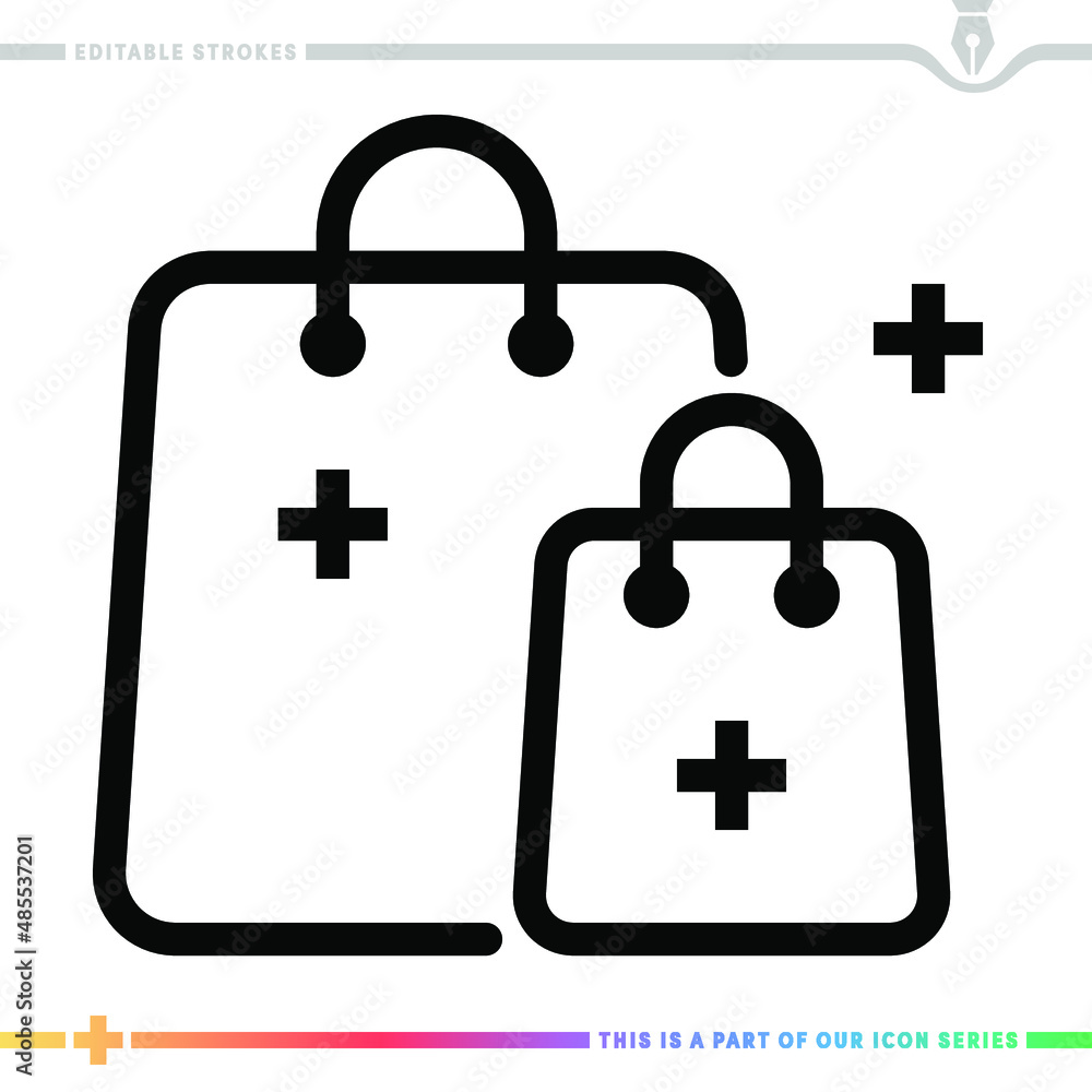 Poster line icon for virtual shopping illustrations with editable strokes. this vector graphic has customiz