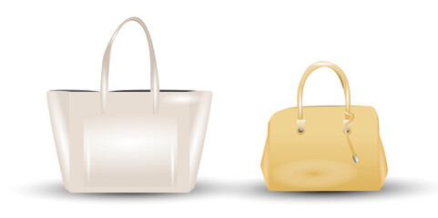 realistic women handbags isolated, leather female handbag,shopping bags collection. eps format. 