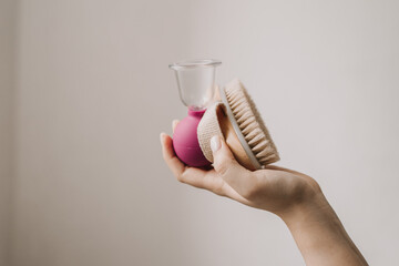 Cupping massage anti-cellulite on a white background