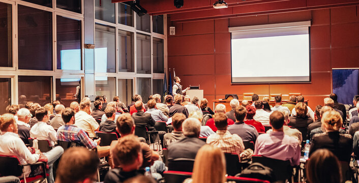 Speaker at Business Conference and Presentation. Audience at the conference hall. Business and Entrepreneurship