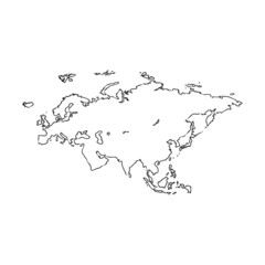 rough silhouette of Europe and Asia, continent isolated on white vector illustration