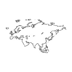 rough silhouette of Europe and Asia, continent isolated on white vector illustration