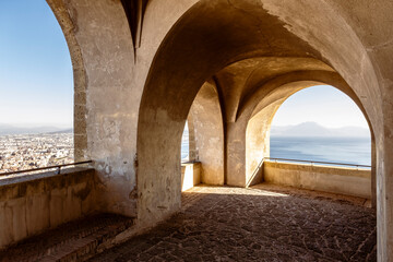 Architecture detail of castel Sant'Elmo in Naples Italy