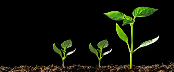 Green seedling growing on the ground in the rain