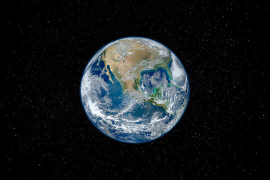 Planet Earth globe view from space with North and South America. This image elements furnished by NASA.
