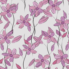 Seamless pattern with flowers for textile print, greeting cards, advertising.