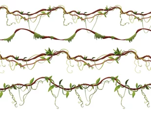 Foto op Canvas Seamless liana or vine pattern for 2d games. Jungle tropical climbing plants. Cartoon vector illustration. © Дарья Михайлова