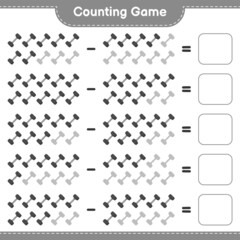 Count and match, count the number of Dumbbell and match with the right numbers. Educational children game, printable worksheet, vector illustration