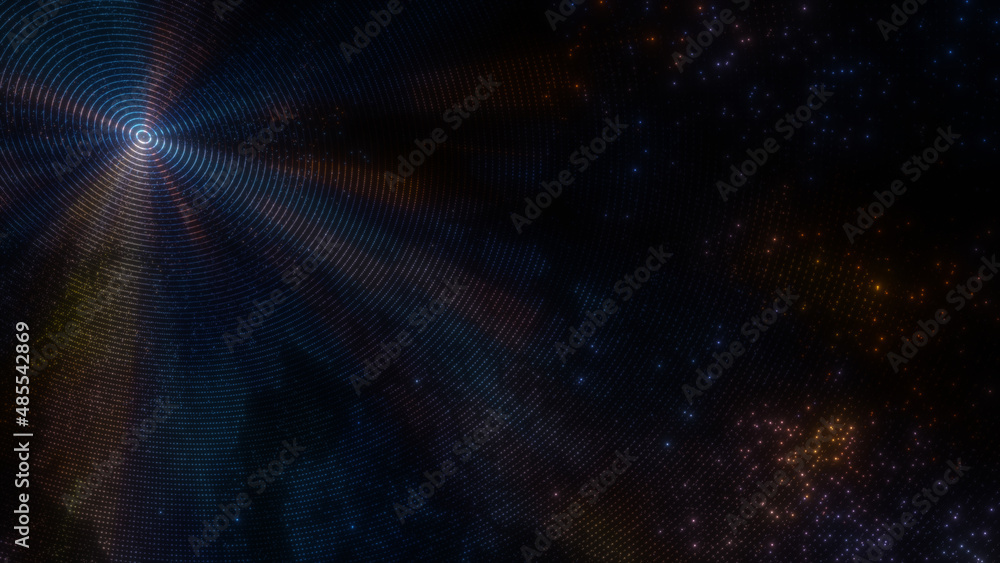 Poster glowing sphere with a map of the world from particles