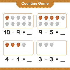 Count and match, count the number of Baseball Glove and match with the right numbers. Educational children game, printable worksheet, vector illustration