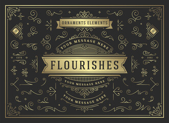 Vintage ornaments swirls and scrolls decorations design elements vector set
