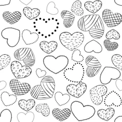 Gordijnen Vector seamless love symbol pattern, with stylish hearts © eLifeS