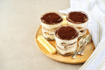 Tiramisu dessert in a glass