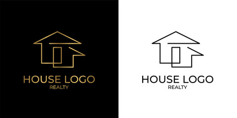 minimalist and elegant continuous line house logo for real estate, construction, interior, exterior home decoration
