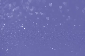 Papier Peint photo Pantone 2022 very peri Couleur très tendance de l& 39 année 2022, coeurs bleu violet, arrière-plan bokeh scintillant scintillant, texture défocalisée abstraite de la Saint-Valentin
