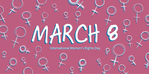 Fototapeta na wymiar March 8 th - International womens rights day design slide