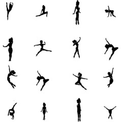 set of posing ballerinas. female silhouette