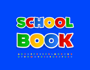 Vector educational template School Book. Colorful paper Font. Sticker Alphabet Letters and Numbers set
