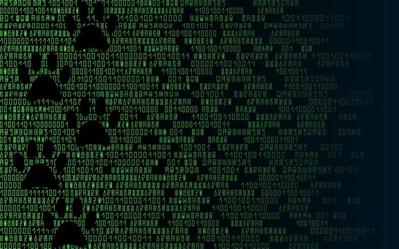 Sci-fi. Cyberpunk. Traces of cat's paws on a digital code.