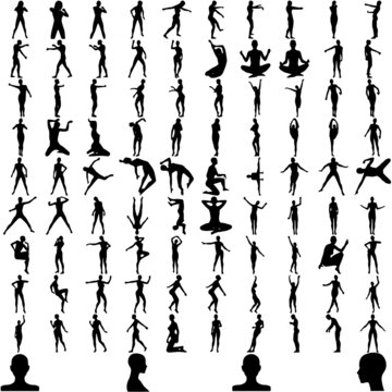 set of posing ballerinas. female silhouette