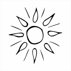Fototapeta premium abstract hand drawn sun or star in doodle style, single doodle element