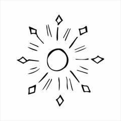 abstract hand drawn sun or star in doodle style, single doodle element