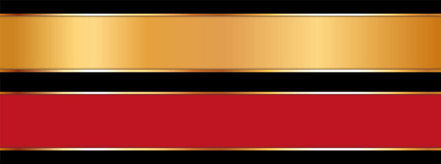 red and gold colored ribbon banners with gold frame on black background	
