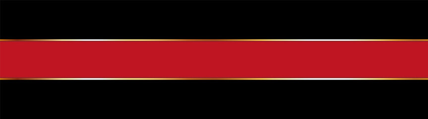 Obraz premium red colored ribbon banner with gold frame on black background 