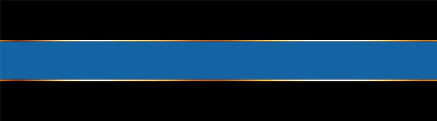 blue ribbon banner with gold frame on black background	
