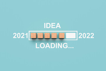 Fototapeta premium Loading bar of new ideas from 2021 to 2022. Conceptual image. 3D rendering.