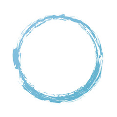 blue colored vector round brush painted ink stamp banner frame