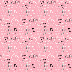 Vector seamless love symbol half-drop pattern, with stylish hearts 