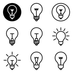 Lightbulbs Flat Icon Set Isolated On White Background