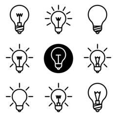 Lightbulbs Flat Icon Set Isolated On White Background