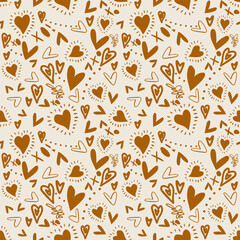 Vector seamless love symbol pattern, with stylish hearts and word 