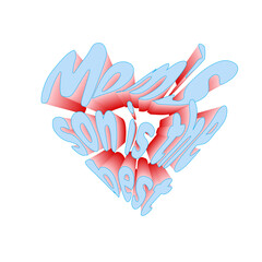 Typography text phrase distortion heart rainbow mom love son best illustration 3d effect - 485551471