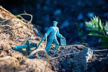Toy soldier with machine gun