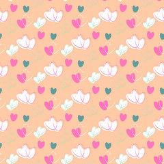 gentle seamless pattern with hearts pastel colors