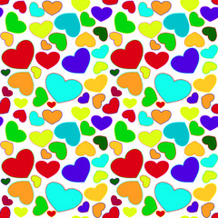 Vector seamless love symbol pattern, with stylish hearts